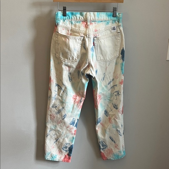 Levi’s Altered Straight Leg Jeans Tie Dye Button Fly 26 x 26 RCNSTRCT Cropped - Picture 8 of 12